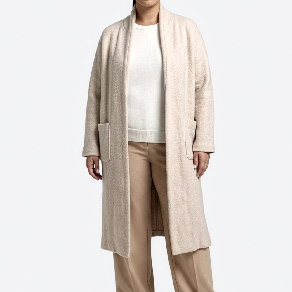 Aritzia Babaton Merino Wool Shawl Heather Bone Coatigan M L 10 12 Luxe Designer